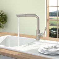 Villeroy & Boch stalen douche raam keukenmengkraan – roestvrij – veer – draaibaar – uittrekbaar – 2 standen – edelstraal finish 969901LC