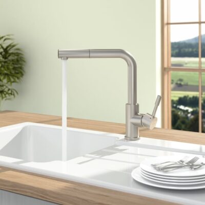 Villeroy & Boch stalen douche raam keukenmengkraan – roestvrij – veer – draaibaar – uittrekbaar – 2 standen – edelstraal finish 969901LC 8