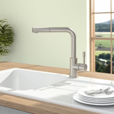 Villeroy & Boch stalen douche raam keukenmengkraan – roestvrij – veer – draaibaar – uittrekbaar – 2 standen – edelstraal finish 969901LC 4
