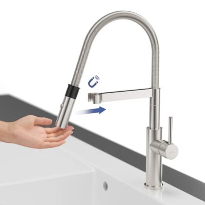 Villeroy & Boch Steel Expert 20 eengreeps keukenmengkraan met veer draaibaar uittrekbaar 2 standen antraciet 92800005 5