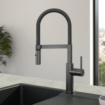 Villeroy & Boch Steel Expert 20 eengreeps keukenmengkraan met veer draaibaar uittrekbaar 2 standen antraciet 92800005 7