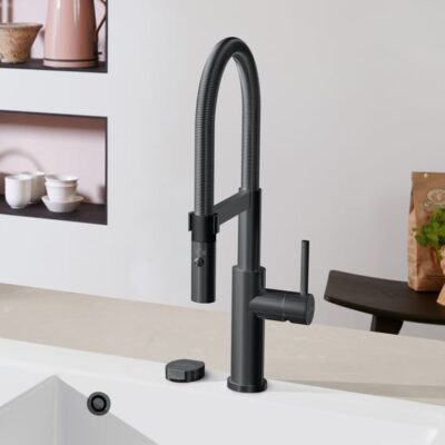 Villeroy & Boch Steel Expert 20 eengreeps keukenmengkraan met veer draaibaar uittrekbaar 2 standen antraciet 92800005 9