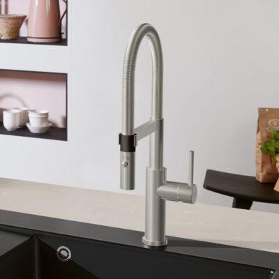 Villeroy & Boch Steel Expert 20 eengreeps keukenmengkraan met veer uittrekbaar 2 standen edelstaal finish 928000LC 9