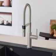 Villeroy & Boch Steel Expert 20 eengreeps keukenmengkraan met veer uittrekbaar 2 standen edelstaal finish 928000LC Villeroy & Boch Steel Expert 20 eengreeps keukenmengkraan met veer uittrekbaar 2 standen edelstaal finish 928000LC