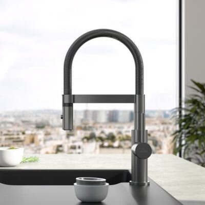 Villeroy & Boch Steel Expert Compact eengreeps keukenmengkraan met veer draaibaar uittrekbaar 2 standen antraciet 92730005 6