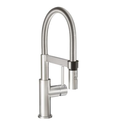 Villeroy & Boch Steel Expert Compact eengreeps keukenmengkraan met veer draaibaar uittrekbaar 2 standen edelstaal finish 927300LC 13