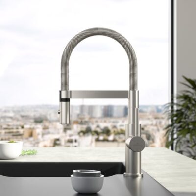Villeroy & Boch Steel Expert Compact eengreeps keukenmengkraan met veer draaibaar uittrekbaar 2 standen edelstaal finish 927300LC 6