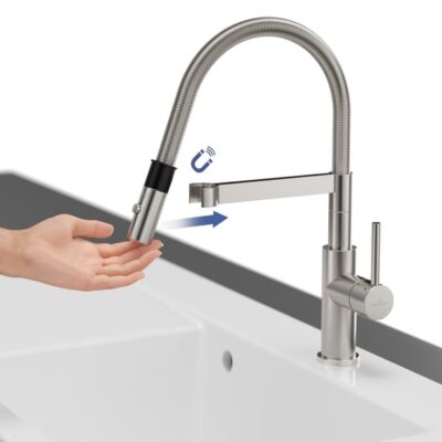 Villeroy & Boch Steel Expert Compact eengreeps keukenmengkraan met veer draaibaar uittrekbaar 2 standen edelstaal finish 927300LC 10