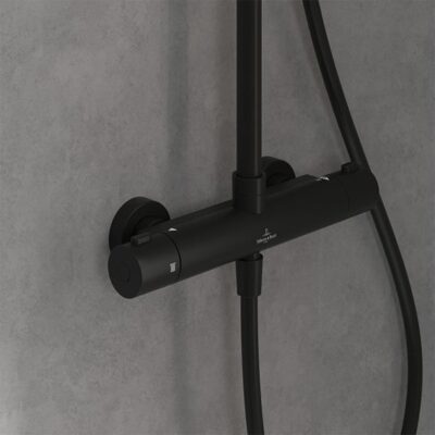 Villeroy & Boch Universal Showers thermostatische opbouw regendoucheset Ø230 mm mat-zwart TVS109002000K5 9