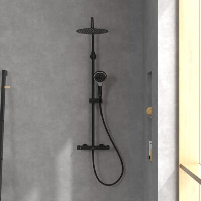 Villeroy & Boch Verve Showers thermostatische opbouw regendoucheset Ø250 mm mat-zwart TVS109005000K5 5