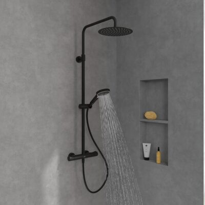 Villeroy & Boch Verve Showers thermostatische opbouw regendoucheset Ø250 mm mat-zwart TVS109005000K5 7