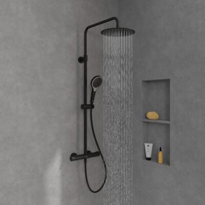 Villeroy & Boch Verve Showers thermostatische opbouw regendoucheset Ø250 mm mat-zwart TVS109005000K5 8