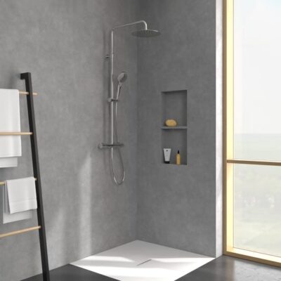 Villeroy & Boch Verve Showers thermostatische opbouw regendoucheset Ø250 mm chroom TVS10900500061 4
