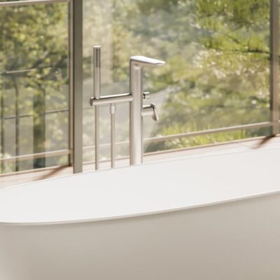 Villeroy & Boch Antao eengreeps vrijstaande badmengkraan nikkel geborsteld TVT11100400064 12