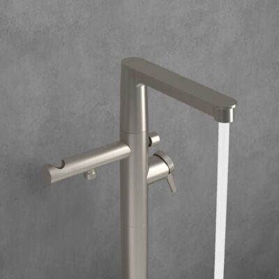 Villeroy & Boch Conum eengreeps vrijstaande badmengkraan nikkel geborsteld TVT12700400064 4