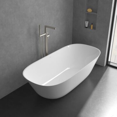 Villeroy & Boch Conum eengreeps vrijstaande badmengkraan nikkel geborsteld TVT12700400064 9