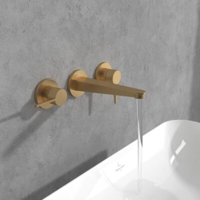 Villeroy & Boch Conum wastafelkraan met AquaSmart goud geborsteld TVW12700200076 4