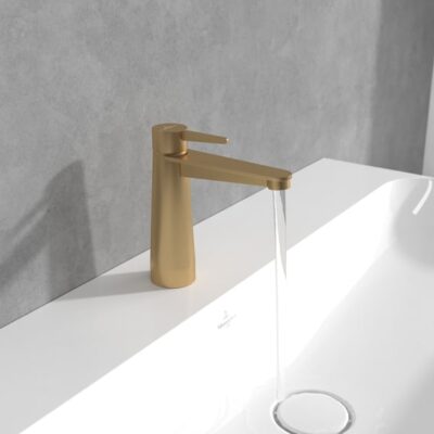 Villeroy & Boch Conum wastafelkraan met AquaSmart goud geborsteld TVW12700300176 7
