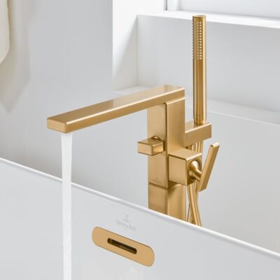 Villeroy & Boch Mettlach eengreeps vrijstaande badmengkraan goud geborsteld TVT12600300076 9