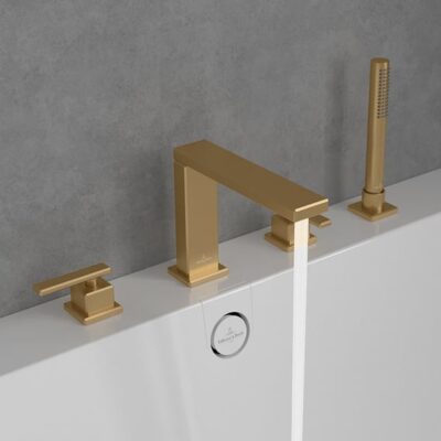 Villeroy & Boch Mettlach tweegreeps inbouw badrand mengkraan goud geborsteld TVT12600200076 8