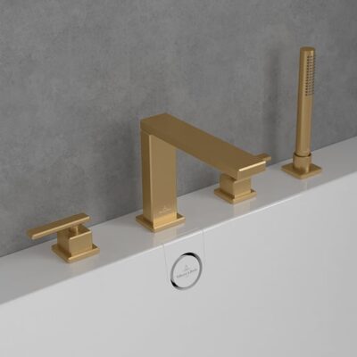 Villeroy & Boch Mettlach tweegreeps inbouw badrand mengkraan goud geborsteld TVT12600200076 5