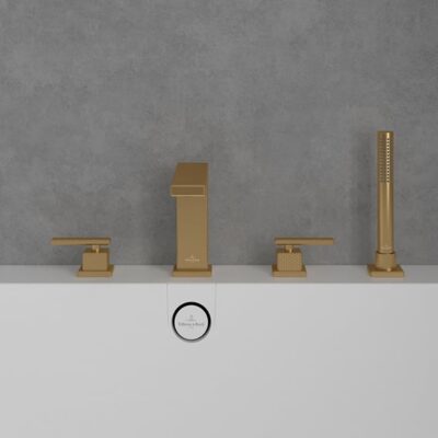 Villeroy & Boch Mettlach tweegreeps inbouw badrand mengkraan goud geborsteld TVT12600200076 6