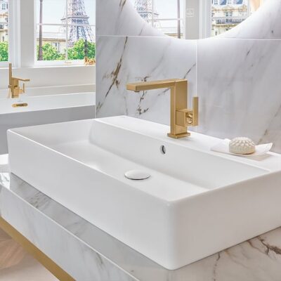 Villeroy & Boch Mettlach wastafelkraan met AquaSmart goud geborsteld TVW12600100076 9